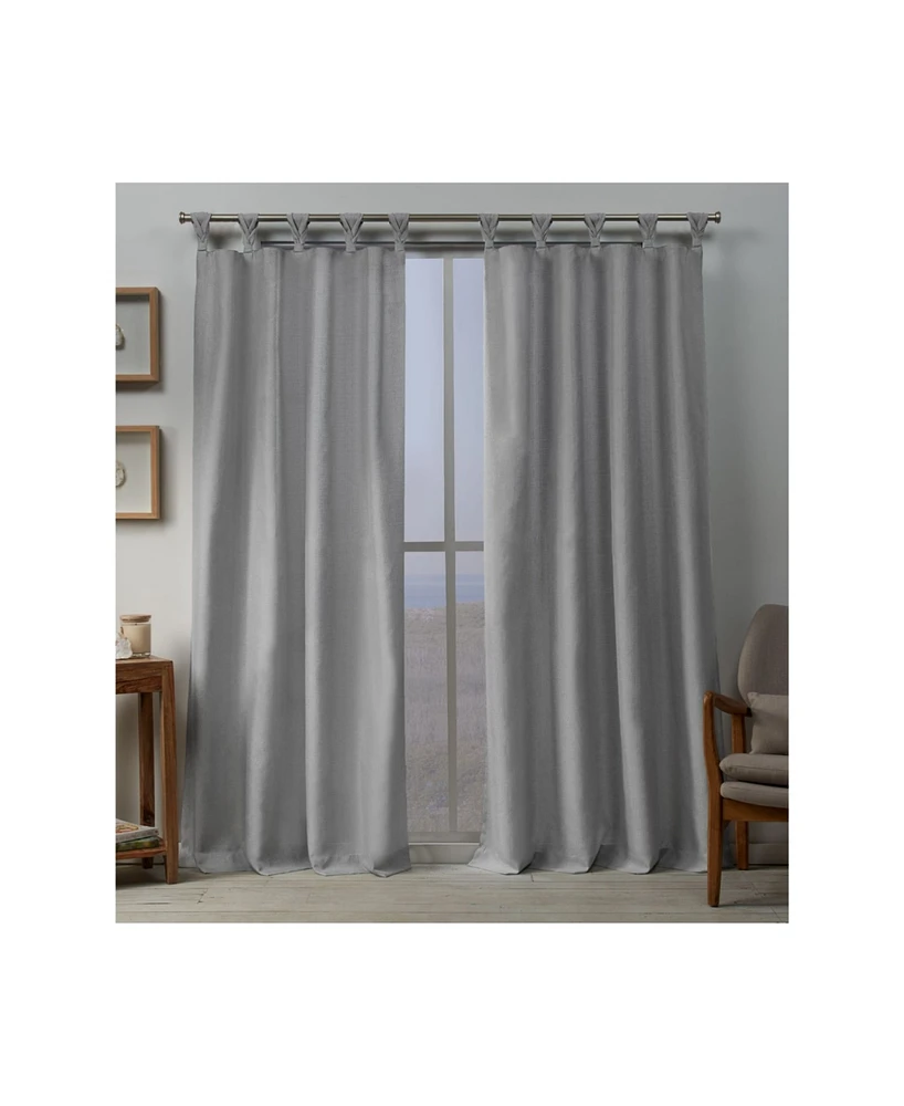 Exclusive Home Loha Linen Braided Tab Top Curtain Panel Pair, 54" x 96"