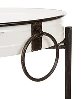 Glitzhome Farmhouse Metal Enamel Serving Table