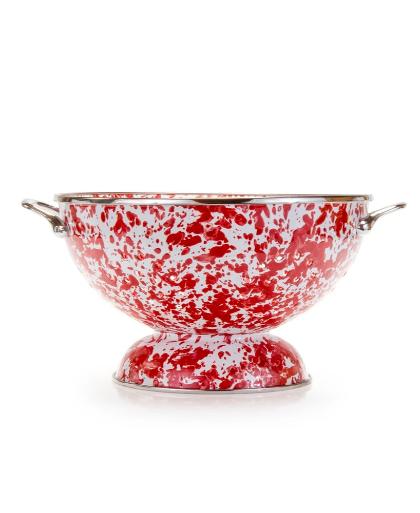Golden Rabbit Red Swirl Enamelware Collection 2 Quart Colander