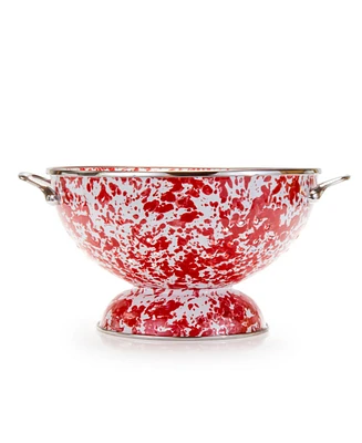 Golden Rabbit Red Swirl Enamelware Collection 2 Quart Colander