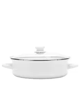 Golden Rabbit Solid White Enamelware Collection 5 Quart Saute Pan