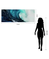Empire Art Direct 'Blue Wave 2' Frameless Free Floating Tempered Glass Panel Graphic Wall Art - 24" x 63''