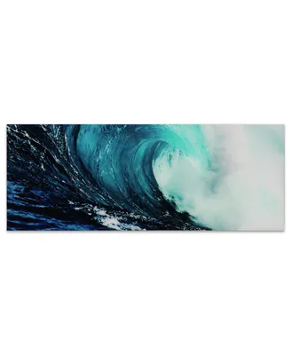 Empire Art Direct 'Blue Wave 2' Frameless Free Floating Tempered Glass Panel Graphic Wall Art - 24" x 63''