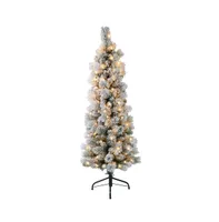 Puleo 4.5FT Pre-Lit Flocked Patagonia Pine Pencil Artificial Christmas Tree