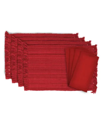 Variegated Fringe Placemat and Napkin, Set of 8