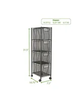 Mind Reader 4 Drawer Storage Cart, Heavy Duty Multi-Purpose Cart