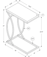 Monarch Specialties Chrome Metal Edgeside Accent Table in Dark Taupe