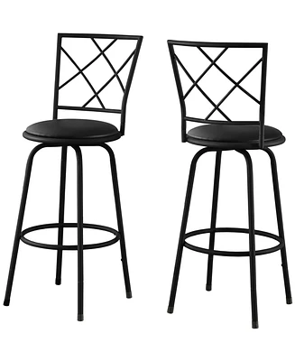 Monarch Specialties 2 Piece Leather Look Bar Stool Set