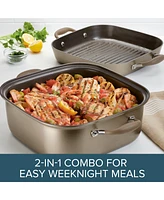 Anolon Advanced Home Hard-Anodized Nonstick Two Step Meal Set, 7-Qt. Roaster and an 11" Deep Square Grill Pan