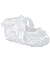 Baby Deer Baby Girl Satin Slipper with Lace Trim and Satin Tie