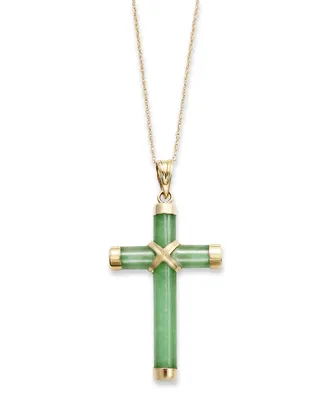 Dyed Jade Cross Pendant Necklace in 14k Gold (20 ct. t.w.)