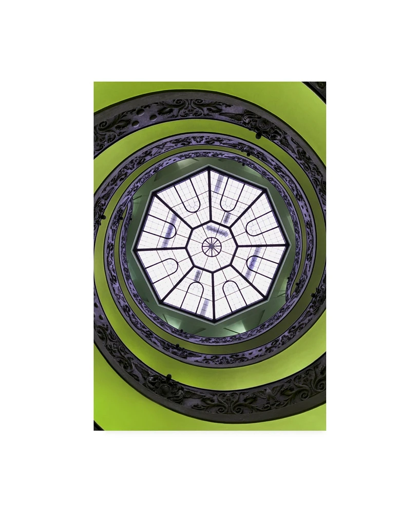 Philippe Hugonnard Dolce Vita Rome the Vatican Spiral Staircase Lime Green Ii Canvas Art - 36.5" x 48"