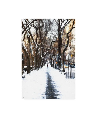 Philippe Hugonnard Snowy road Central Park Canvas Art - 27" x 33.5"