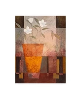 Pablo Esteban White Flowers in Orange Vase Canvas Art - 19.5" x 26"