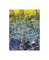 Michael Tompsett Leeuwarden Netherlands City Map Blue Yellow Canvas Art - 36.5" x 48"