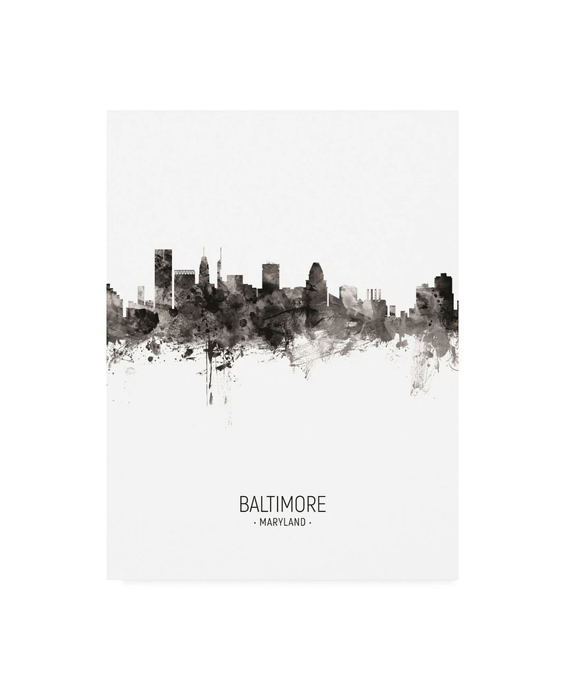 Michael Tompsett Baltimore Maryland Skyline Portrait Ii Canvas Art - 27" x 33.5"