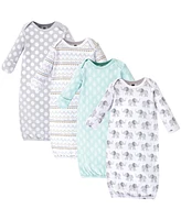 Hudson Baby Boys Cotton Long-Sleeve Gowns 4pk