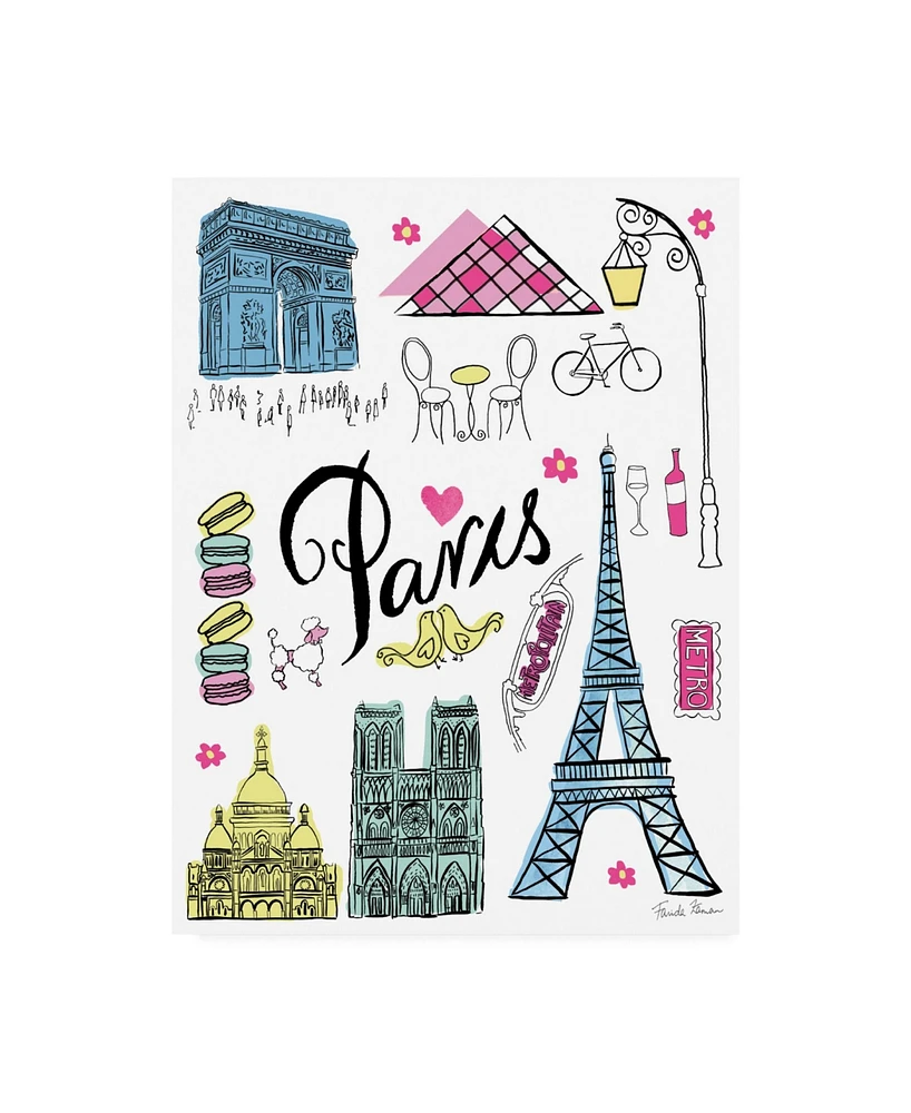 Farida Zaman Travel Paris White Canvas Art - 36.5" x 48"