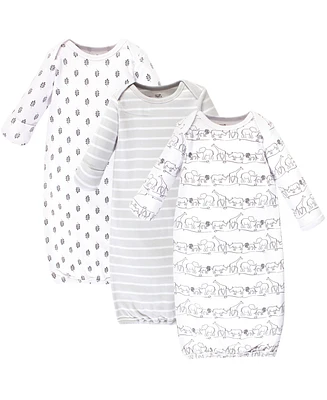 Touched by Nature Baby Boys Organic Cotton Long-Sleeve Gowns 3pk, Safari, 0-6 Months