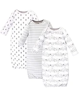 Touched by Nature Baby Boys Organic Cotton Long-Sleeve Gowns 3pk, Safari, 0-6 Months