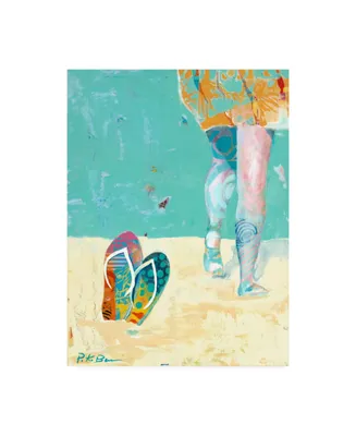 Pamela K. Beer Flip Flops on the Beach Canvas Art - 14" x 19"