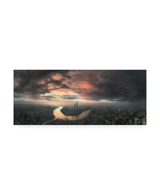 Stan Huang The Bay Pink and Gray Canvas Art - 15" x 20"