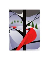 Marie Sansone Xmas Cardinals Canvas Art - 15" x 20"