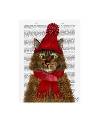 Fab Funky Maine Coon Cat Red Hat Canvas Art