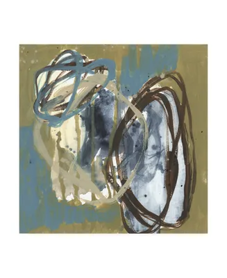 Jennifer Goldberger Umber and Blue Rounds I Canvas Art