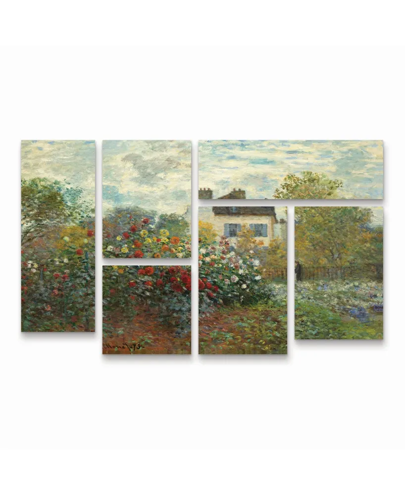 Claude Monet The Artist's Garden at Argenteuil Multi Panel Art Set 6 Piece - 49" x 19"