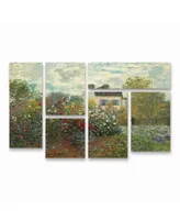 Claude Monet The Artist's Garden at Argenteuil Multi Panel Art Set 6 Piece - 49" x 19"