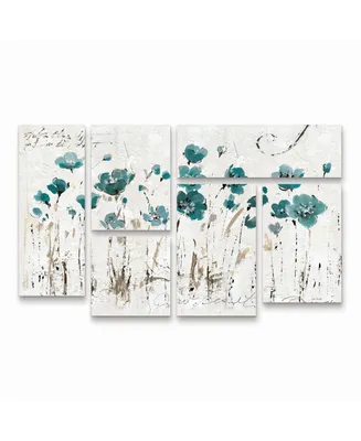 Lisa Audit Abstract Balance Vi Blue Multi Panel Art Set 6 Piece - 49" x 19"