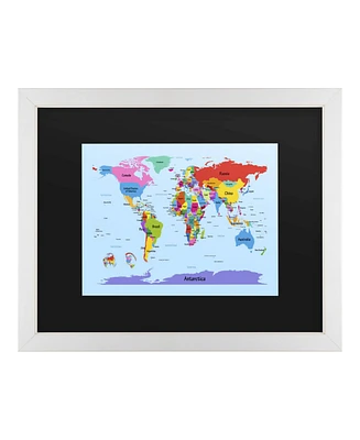 Michael Tompsett Childrens World Map Matted Framed Art - 20" x 25"