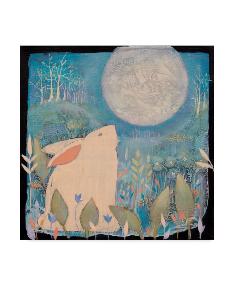 Sue Davis Rabbit and Moon Canvas Art