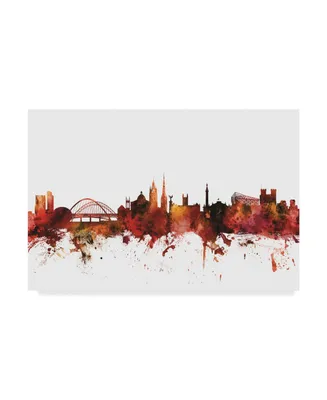 Michael Tompsett Newcastle England Skyline Red Ii Canvas Art - 37" x 49"