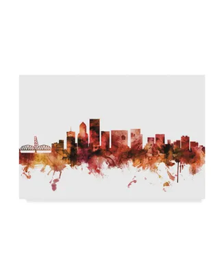 Michael Tompsett Portland Oregon Skyline Red Canvas Art