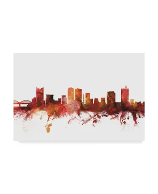 Michael Tompsett Fort Worth Texas Skyline Red Canvas Art