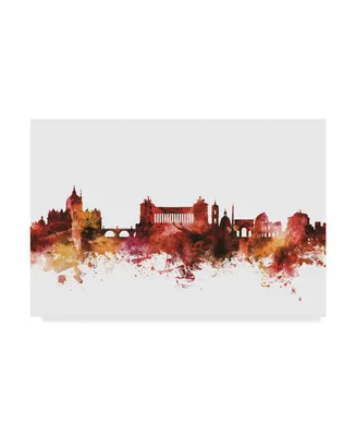 Michael Tompsett Rome Italy Skyline Red Canvas Art