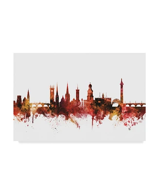 Michael Tompsett Shrewsbury England Skyline Red Canvas Art - 37" x 49"