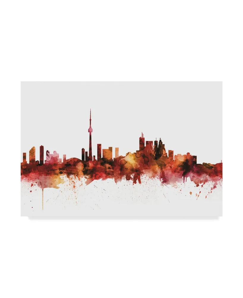 Michael Tompsett Toronto Canada Skyline Red Canvas Art