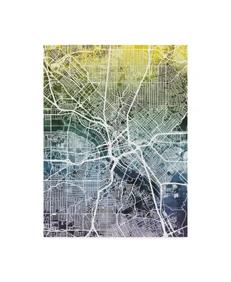 Michael Tompsett Dallas Texas City Map Blue Yellow Canvas Art