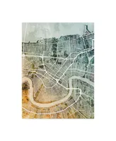 Michael Tompsett New Orleans City Street Map Teal Orange Canvas Art - 15" x 20"
