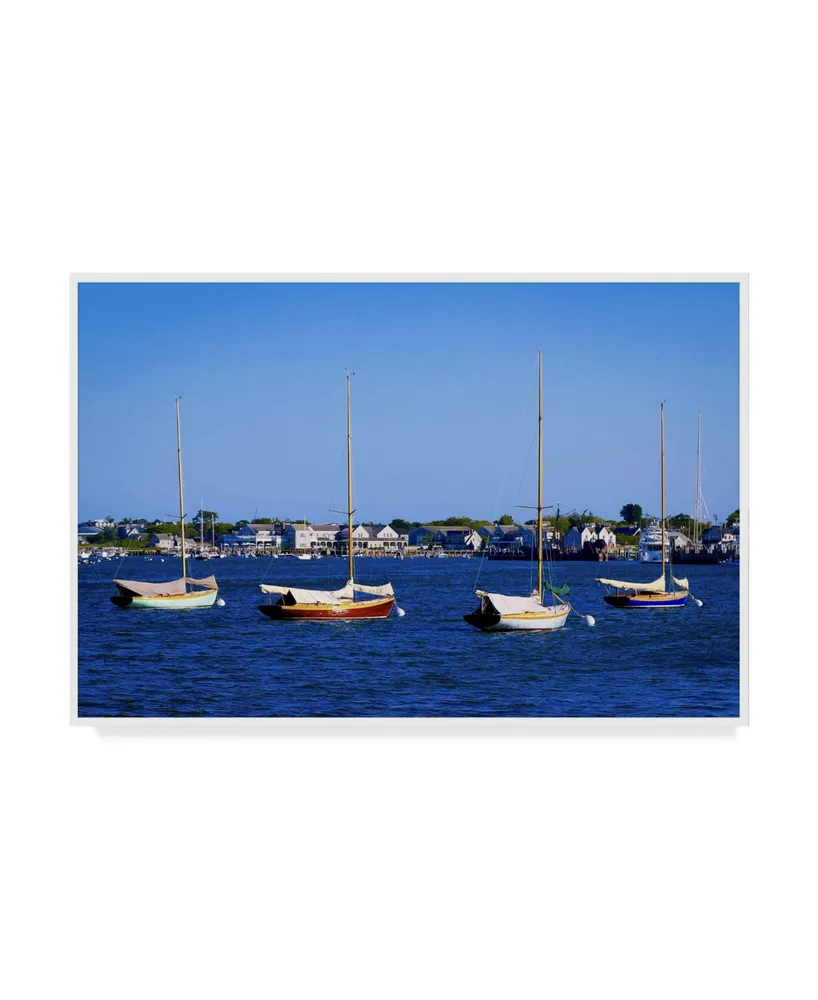 American School Four Boats in Nantucket Canvas Art - 20" x 25"