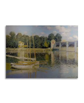 Claude Monet The Bridge at Argenteuil Floating Brushed Aluminum Art - 22" x 25"
