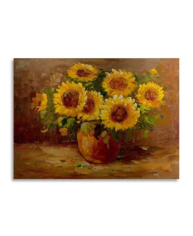 Masters Fine Art Sunflowers Still Life Floating Brushed Aluminum Art - 22" x 25"