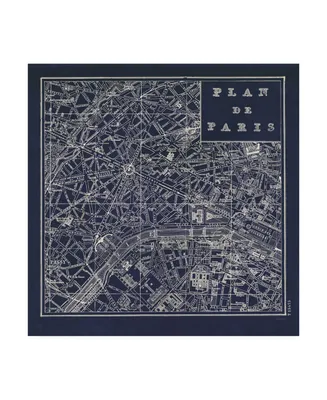 Sue Schlabach Blueprint Map Paris Square Canvas Art
