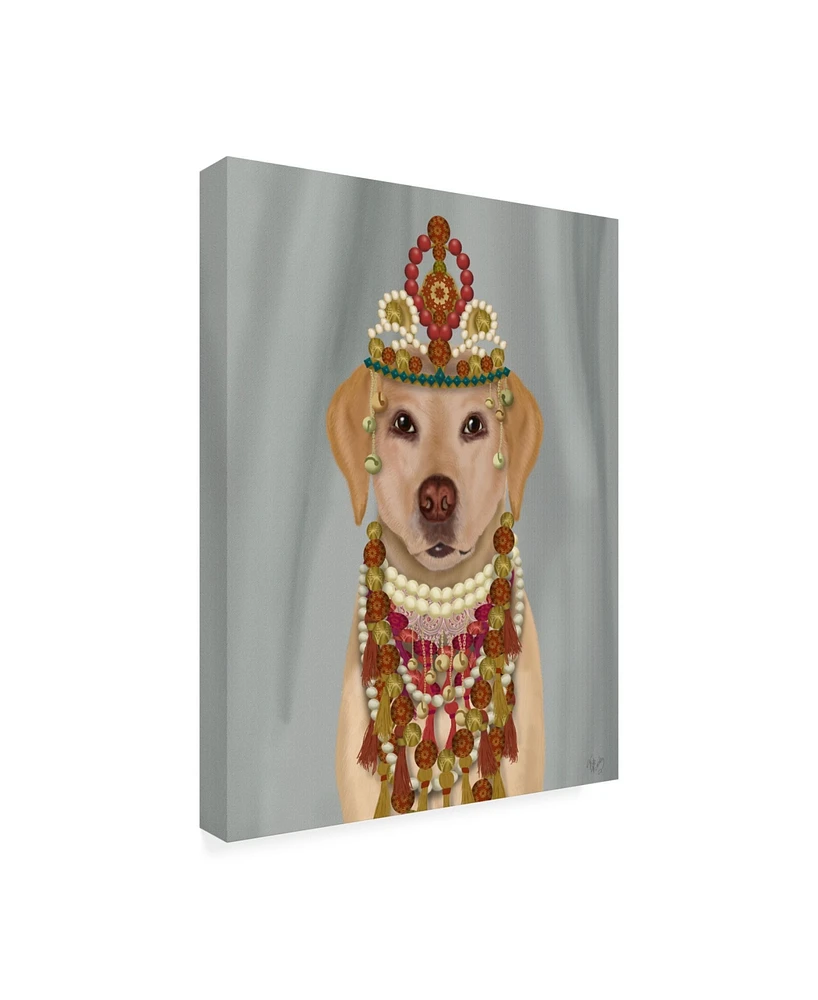 Fab Funky Yellow Labrador and Tiara, Portrait Canvas Art - 19.5" x 26"