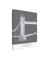 Fab Funky London Tower Bridge Monochrome Canvas Art - 19.5" x 26"