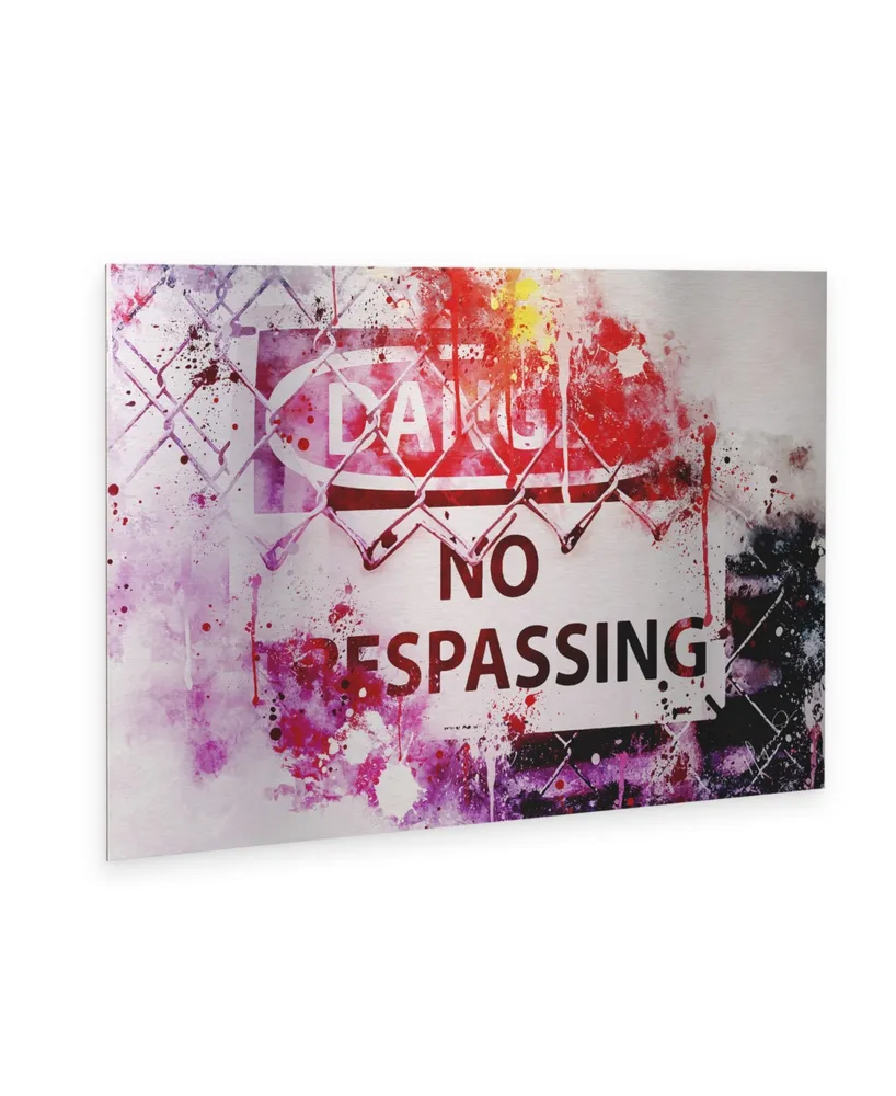 Philippe Hugonnard Nyc Watercolor Collection - Danger Floating Brushed Aluminum Art - 21" x 25"