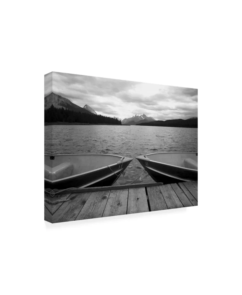 Monte Nagler Two Boats at Lake Maligne Canadian Rockies Canvas Art - 15" x 20"